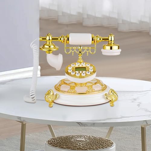 Teléfono Antiguo Rotary Europeo de Escritorio Oro Blanco miniatura 2