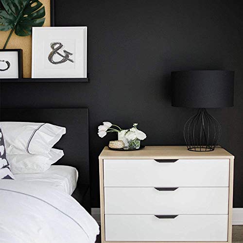 Image of practicalWs 15.7 inch x393.7 inch Black Wallpaper Self Adhesive and Removable Peel and Stick Vinyl Film Stick Paper Easy to Apply Wall Coverings Shelf Home Decorative Liner Table and Door Reform