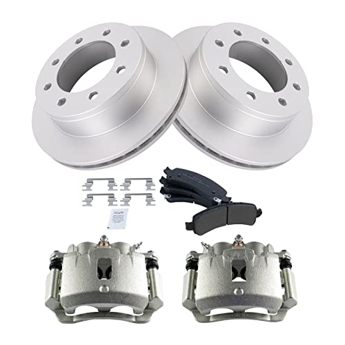 Image of TRQ Rear Brake Calipers Semi-Metallic Pads & Rotors Compatible with GMC Savana 2500