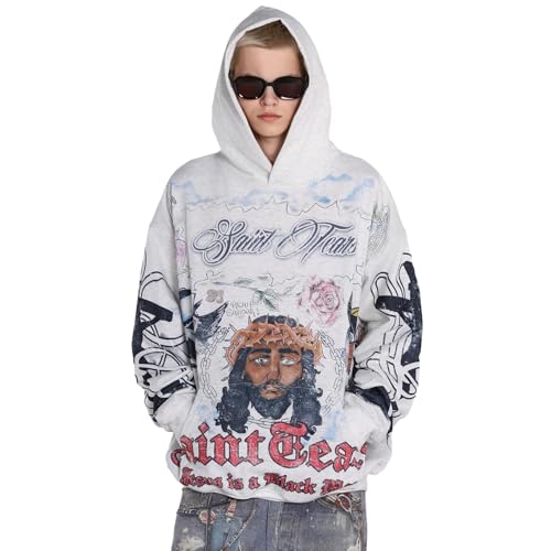Arnodefrance Men Vintage Washed Graphic Hoodies Printing Graffiti Hoodie Cotton Warm Pullover4
