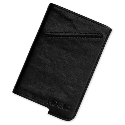 Fidelo RFID Minimalist Leather Wallet - Compact Credit Card Holder for Men - Multi Pockets, and Removable ID Case - Front and Back Pocket - Slim Minimalist Design Gentlemen (Leather Case Only)