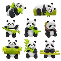 8 Pieces Panda Figures, Panda Figures Set, Panda Figurine Playset, Panda cake topper, Features Moulded Details, Toys gift for children party gift