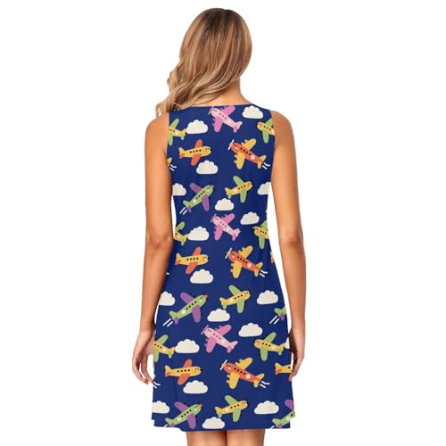 Image of ALAZA Women's Summer Dress Sun Dress Sleeveless with Pockets