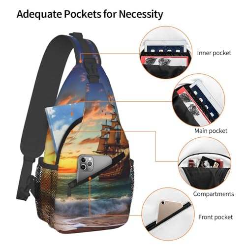 Mochila bandolera pirata negra para exteriores miniatura 3
