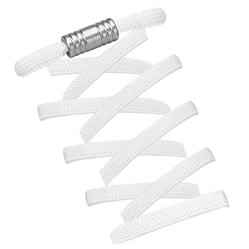 [LNLQBS] 靴ひも ゴム製 結ばない靴紐 平紐 伸びる靴紐 ほどけない 簡単取り付け スニーカー 子供 大人 高齢者に 1足分(２本) (ホワイト)