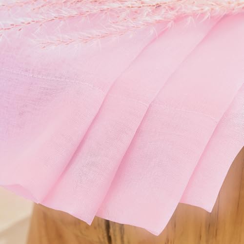 Image of MYSTIC-HOME Sheer Curtains Pink 95 Inches Long, Window Treatments Rod Pocket Drapes for Living Room, Bedroom, Semi Crinkle Voile Curtain Panels for Yard, Patio, Villa, Parlor, Set of 2, 52 inchx95 inch