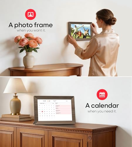 Image of Frameo 10.1 inch Digital Picture Frame with 32GB Memory Wood WiFi Electronic Photo Frame 1280 x 800 IPS Touch Screen Auto-Rotate Slideshow Wall Mountable Share Photos /Video Remotely Anywhere