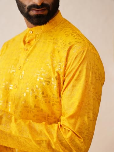 Image of SOJANYA (Since 1958 Men's Cotton Gold Embroidered Long Kurta