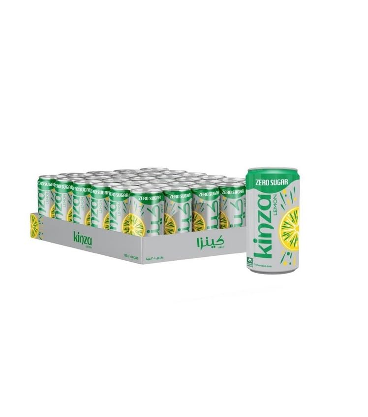 Kinza Lemon Zero Sugar Carbonated Soft Drink 30 x 185 ml