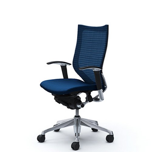 バロン (Baron) チェア 【ハイバック】 ポリッシュフレーム 可動肘 座クッション ミディアムブル- CP85BR FEF4