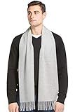 Fishers Finery Men's 100% Pure Cashmere Scarf; Warm and Stylish (Gray)