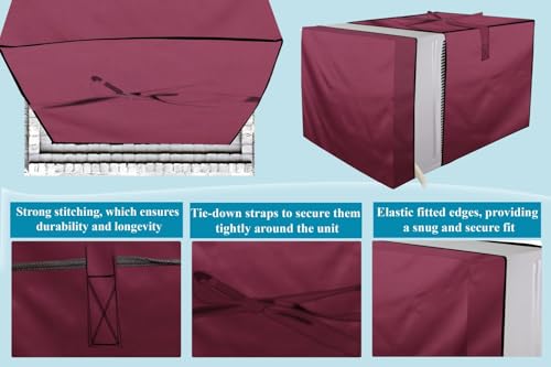Image of The Furnishing Tree Elastic fit waterproof Polyester window ac cover compatible for Lloyd 1.5 Ton GLW18B5YWGEW Dustproof cover for inner and outer section, Maroon