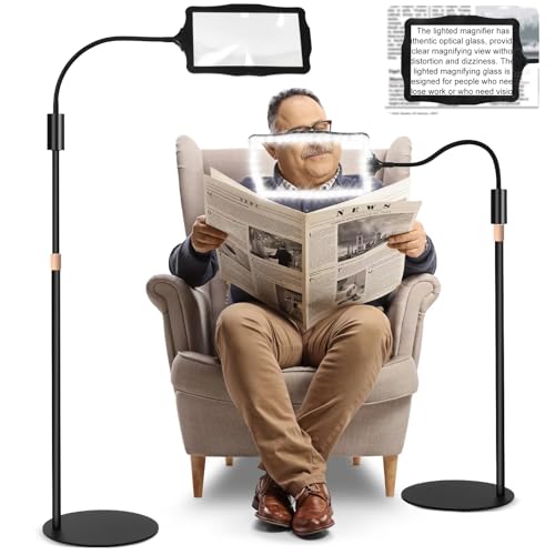 Hands-Free Floor Magnifying Glass with Light