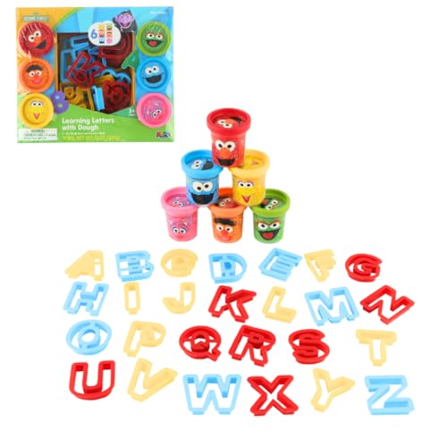 Sesame Street Learning Letters with Dough | 8 1-oz Cans of Sesame Street Dough & 26 Letter Molds | Gift for Kids | Fun & Educational
