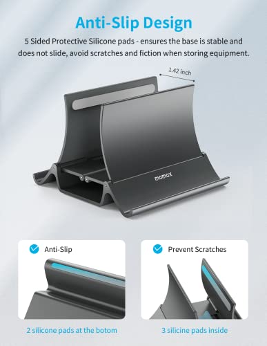 MOMAX-Vertical-Laptop-Stand-Holder-Gravity-Auto-Locking-Holder-Storage-Dock-Space-Saving-for-Desk-Organizer-Fits-All-MacBook-iPad-Surface-Dell-Chromebook-Gaming-Laptops-Up-to-173-inches