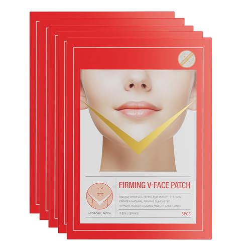 Máscara Facial Reafirmante V - 5 Unidades | Mascarilla Lifting Para Rostro Con Colágeno | Reductora De Papada Y Moldeadora De Mandíbula | Antienvejecimiento Y Firmeza Para Un Rostro En Forma De V