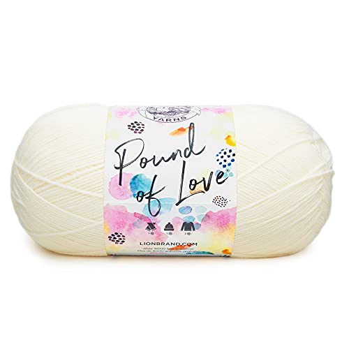 Image of Lion Brand Yarn 550-099B Pound of Love Yarn, Antique White | Large Skein Everyday Basic 100% Acrylic Worsted Weight Knit Fiber for Baby Blankets, Classic Afghans, Sweaters, Scarf Sets
