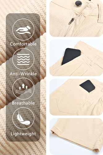 Heyfanee Mens Corduroy Pants Baggy Vintage Casual Pants for Men Wide Leg Streetwear Trousers Beige 344