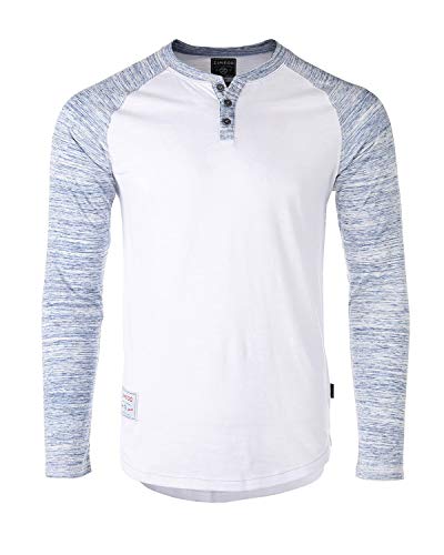 ZIMEGO Mens Casual Color Block Long Sleeve Raglan Athletic Fashion Henley Shirt