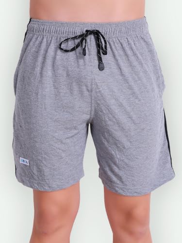 Image of T.T. Cotton Blend Shorts for Men | Regular Fit | Elasticated & Zipper | 2 Sided Pockets & 1 Back Pocket | Solid | Above Knee Length Bermuda Short | Ideal for Casual Outings