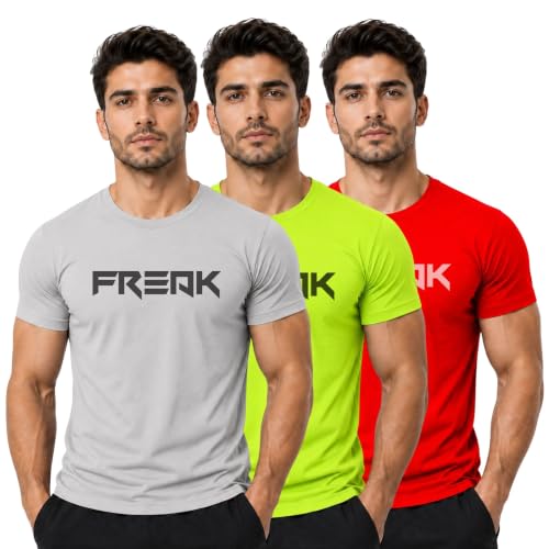 Image of 3Colours RGB Men's Gym Wear T-Shirt - Moisture-Wicking, Quick-Dry, Athletic Fit Workout Tee -Freak
