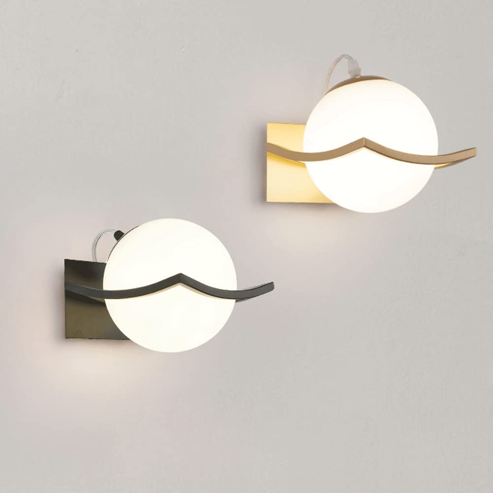 SEMANHUA Kinkiet z połowy wieku, nowoczesna lampa ścienna, globalna szklana lampa łazienkowa w toalecie, metalowa oprawa ścienna, kinkiety do przedpokoju sypialni