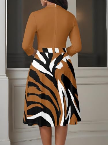 Image of PinkPatty Women's Casual A-line Midi Dresses 3 /4 Sleeve V Neck Fit and Flare Dress with Pockets