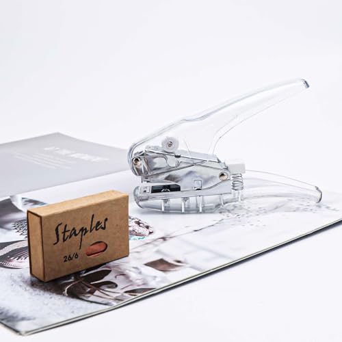 Image of NatSumeBasics Plier Effortless Stapler with 1000 Rose Gold Staples, Clear Handheld Stapler 25 Sheets Capacity Heavy Duty Manual Staplers for Office Accessories Supplies (Clear)