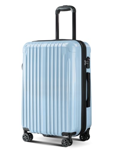 Image of Checked Luggage Hardside Suitcase with Spinner Wheels, 24in