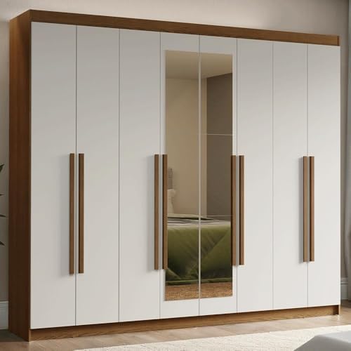 Guarda-roupa Casal 8 Portas Batentes com Espelho Rustic/branco/ru...