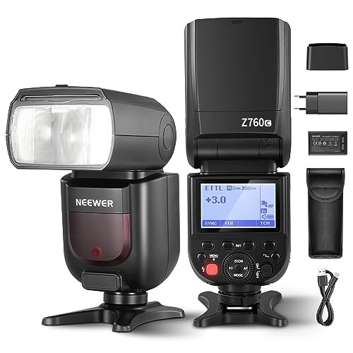NEEWER Z760-C TTL Blitzgeräte Kompatibel mit Canon, Blitzlicht 76Ws GN60 2,4G 1/8000s HSS, TCM Konvertierung, Flash 7,4V/2600mAh Lithium, 480 Kamera Blitz voller Leistung, schneller Recycle in 1,5s