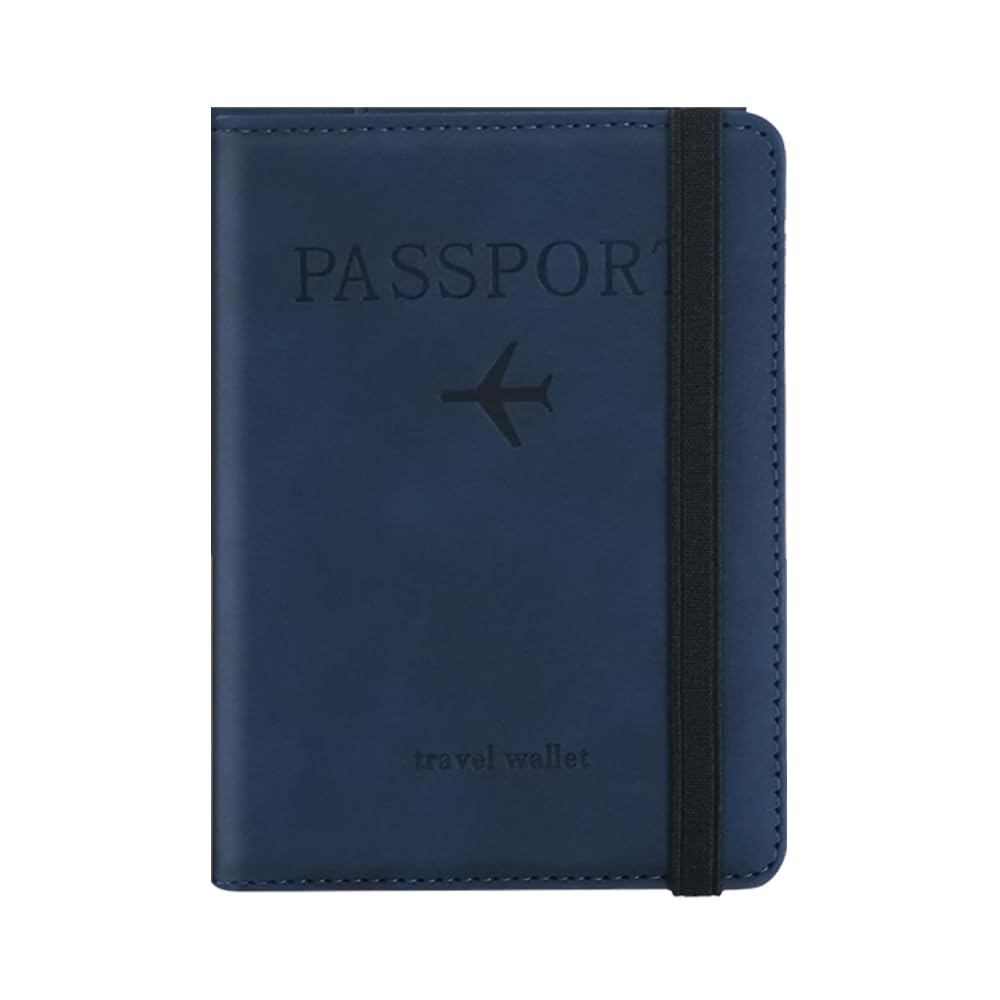 AlezyB 1X Blue RFID Passport Holder Cover & Travel Wallet, RFID Blocking Organiser for Tickets, Cash & Cards,Credit Cards Holder, Airport Essentials Passport Case for Men & Women, Travel Accessories