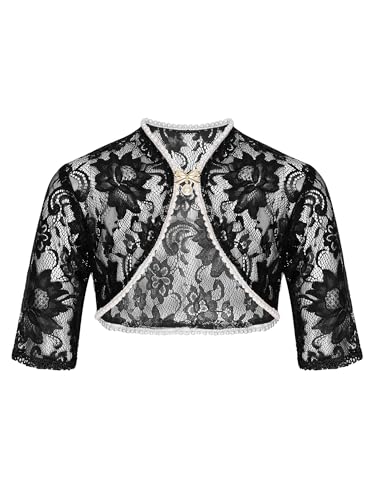 CHICTRY Girls Bolero Shrug Lace Knitted Cardigan Kid Long Sleeve Cover up for Wedding Birthday Party