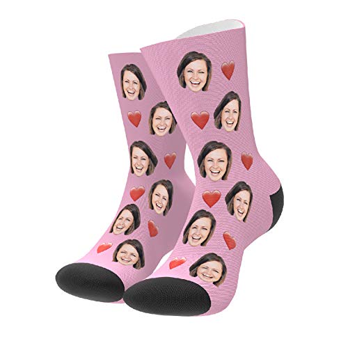 Custom Photo Pet Face Socks Love Heart Personalized Crew Sock Gift for Men