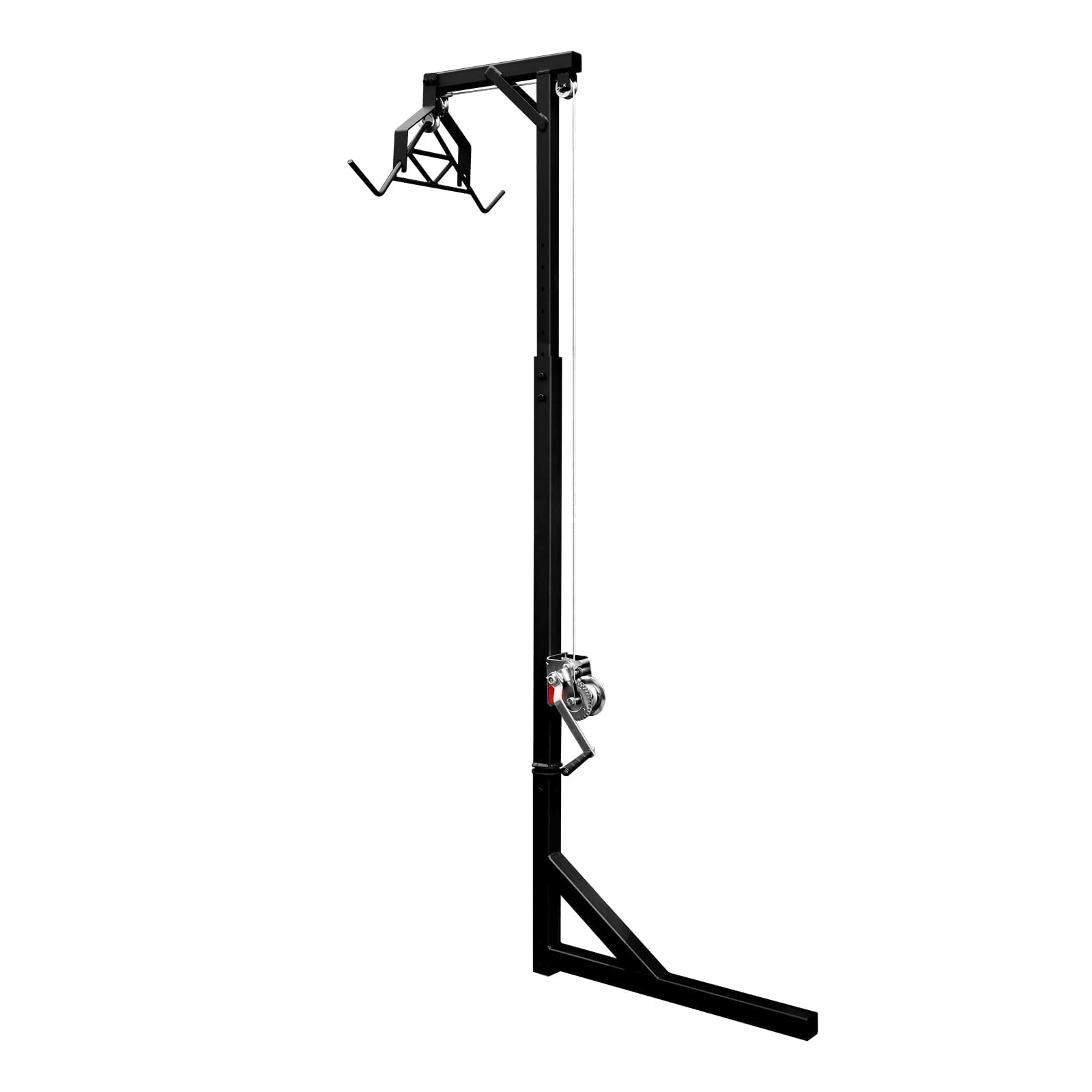 Hitch Mounted Deer Hoist Truck Hitch Game Hoist, 360° Swivel Adjustable Height 600 Lbs Capacity Truck Crane Pickup Truck Crane (Include Roller/Hook/Hanging Rod/Extension Rod)