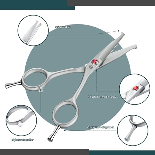 Purple Dragon Small Dog Scissors Straight with Professional Gray Anti-Glare Coating and Silencer, Safe Round Head, Straight Scissors - Image 4