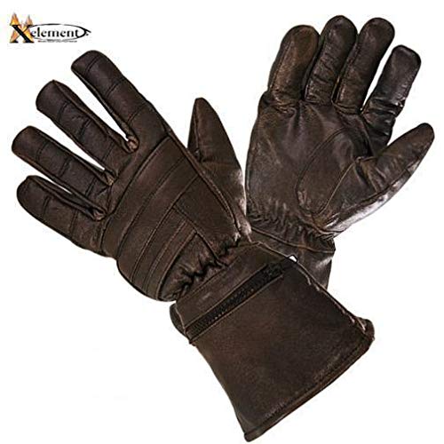 Xelement XG230 'Driving Retro' Men's Brown Leather Gauntlet Motorcycle Gloves - Medium