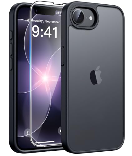 Image of FNTCASE for iPhone 17e Case: iPhone 16e Phone Case [Compatible with Magsafe] Translucent Matte Cases with [Screen Protector] Military Grade Shockproof Protective Phone Cover - Matte Black