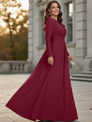 Image of KOH KOH Womens Long Sleeve Flowy Modest Elegant Evening Maxi Dress Gown