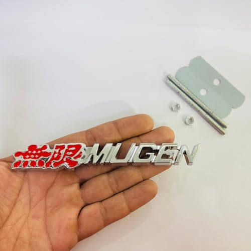 Image of Emblems for Car & Bike Metal Lo.go and Grill Me.tal Lo.go, Auto Accessories for Car Emblem 3D Badge Auto Racing Sport Sticker Grand Tourer Decal. (RED Chrome Mugen Grill Metal Logo.)