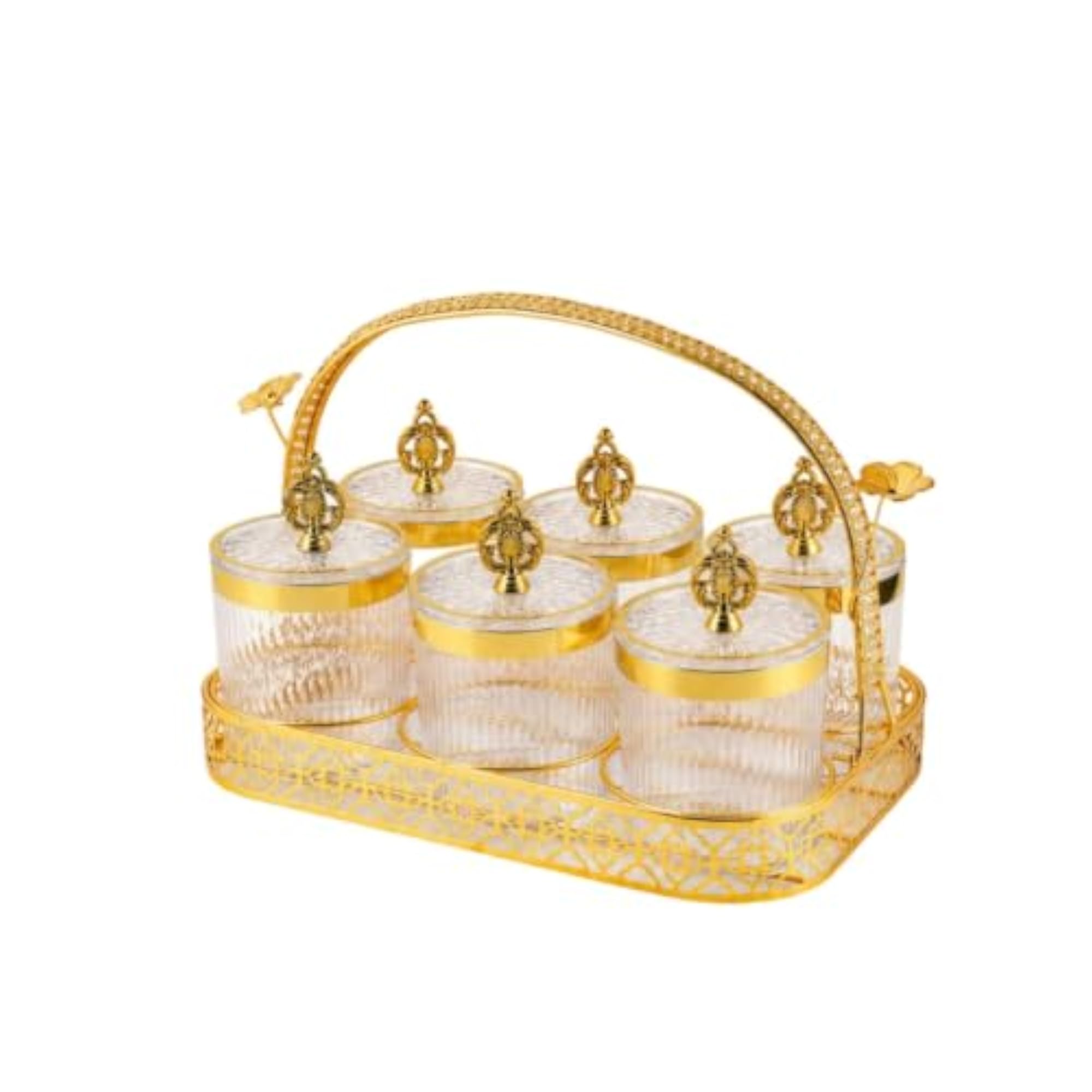 Countertop Jar Organizer with Metal Rack, Elegant Storage Set