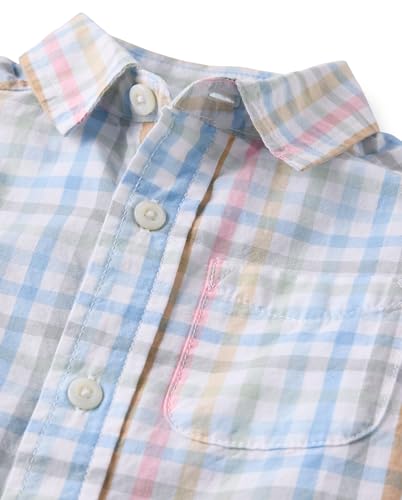 Image of The Children's Place Baby Boys' and Toddler Poplin Short Sleeve Button Down Shirt