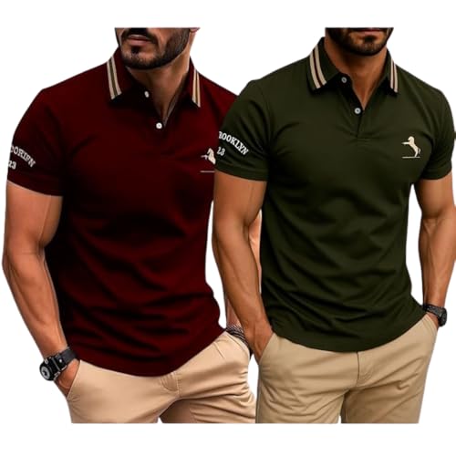 Image of GRECIILOOKS Polo T-Shirt for Men - Cotton Short Sleeve Regular Fit Tee | Perfect for Golf, Travel & Outdoor Casual Look (Available in Plus Size)