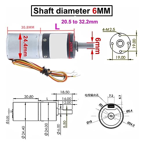 Motoréducteur planétaire CC sans balais 24V 6mm réversible pour robotique et commande numérique - 3
