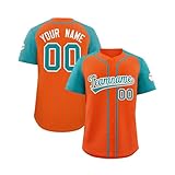 Personalisiert Baseball Trikots für Herren/Damen/Jugend/Vorschule Customized Sporthemden mit Name Number Logo Schnelltrocknend Atmungsaktiv Sport Tshirts mit Knopfleiste & Nadelstreifen Orange