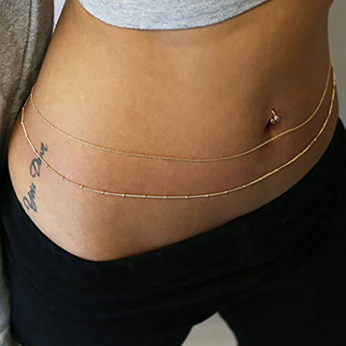 ELABEST Simple Layered Waist Chain Gold Sexy Beads Belly Chains Beach Jewelry Accessories for Women and Girls