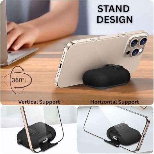 Image of Oboe Aegis Case 'Compatible with' Apple Airpods Pro 3 Case Full Protection Cover with Phone Stand, Magnetic Lock & Keyring (Stone Black) [AIRPODS & Charging CASE NOT Included]