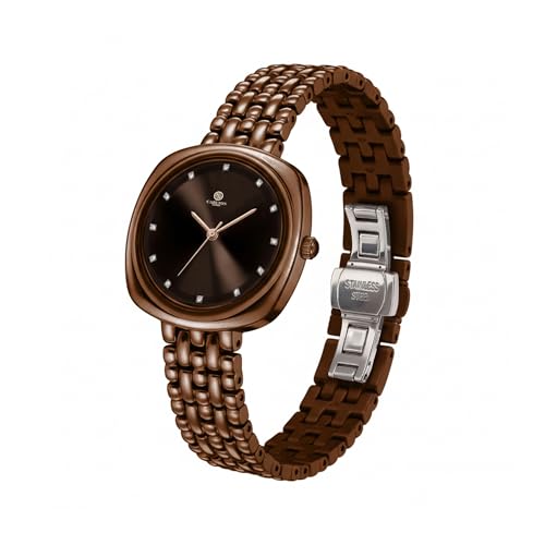 Image of Carlton London Women Celeste Analog Watch, Square Dial, Stainless Steel Strap, Quartz Movement, 30M Water Resistant, Casual Wear