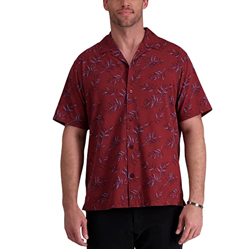 Haggar Men's Short Sleeve Printed Stretch Camp Shirt