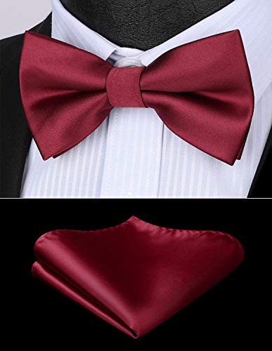 Image of HISDERN Bow Tie and Suspenders for Men Elastic X-Back Suspender and Bowtie Set Adjustable Braces for Wedding Tuxedo